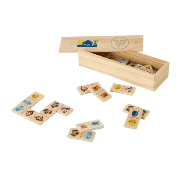 Jeu de dominos en bois pour enfants avec animaux