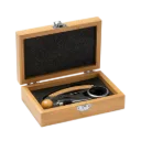 Set à vin pièces en bois et métal avec boîte en bois